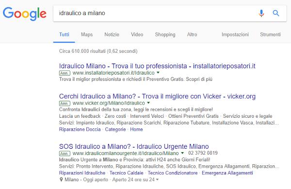Esempi di annunci di Adwords
